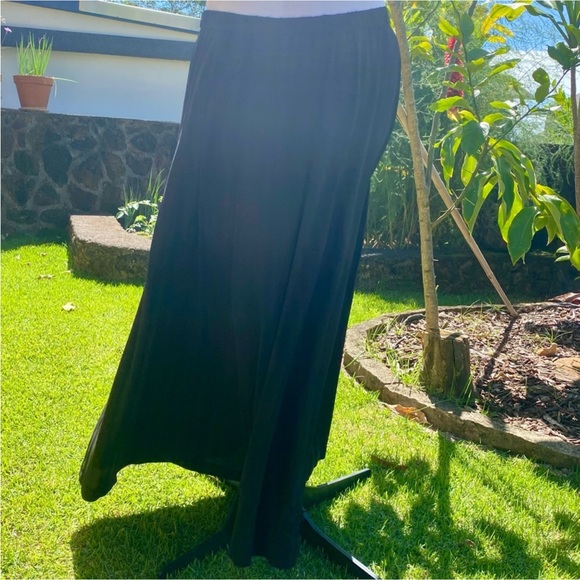 NWT Eileen Fisher Pure Silk Georgette Crepe Black Pleated Maxi Skirt - Picture 3 of 12